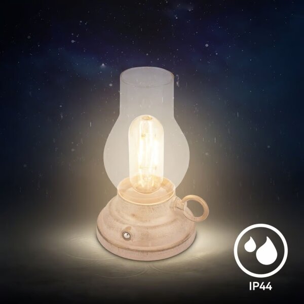 Brilo - Lampă de masă LED KANEA, reîncărcabilă, pentru exterior, cu dimmer, 1,5W/5V, IP44, 1200 mAh, bej