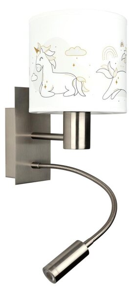 Brilagi - Lampă LED flexibilă BOBO 1xE27/25W/230V + LED/3W m. crom/alb/cu unicorni