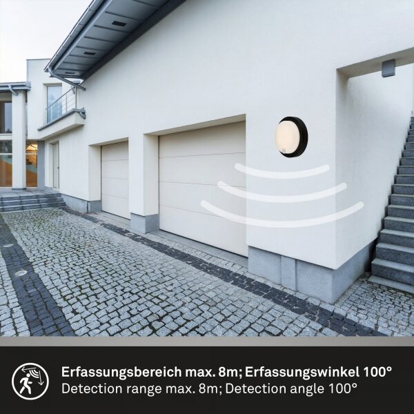 Brilo - Aplică LED reîncărcabilă de exterior cu senzor, 4W/5V, 4400 mAh, IP44, negru