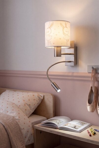 Brilagi - Lampă LED flexibilă BOBO 1xE27/25W/230V + LED/3W m. crom/alb/iepurași