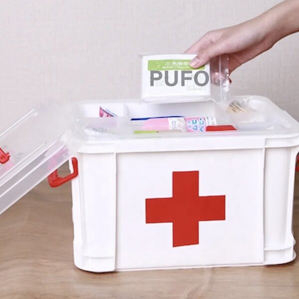 Cutie organizator depozitare si pastrare medicamente, Pufo Medicine, 22 x 17 cm