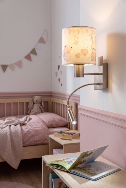 Brilagi - Lampă LED Flex BOBO 1xE27/25W/230V + LED/3W, crom mat/crem/iepurași