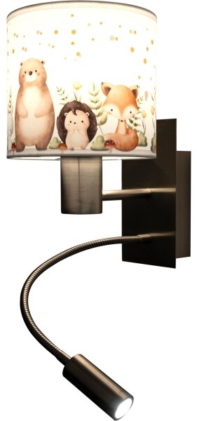 Brilagi - Lampă LED flexibilă BOBO 1xE27/25W/230V + LED/3W, crom mat/alb/cu motive animale