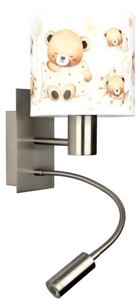 Brilagi - Lampă LED flexibilă BOBO 1xE27/25W/230V + LED/3W, finisaj cromat/alb/cu imprimeu ursuleți