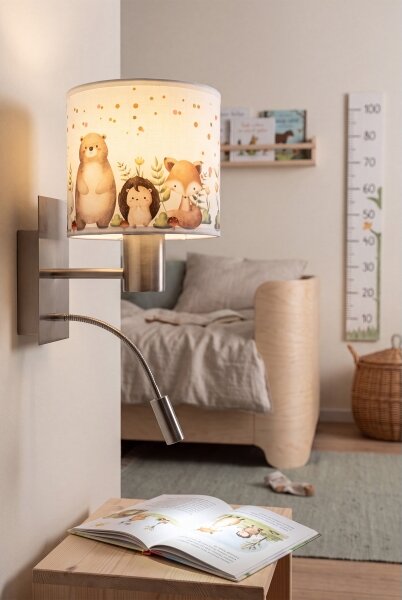 Brilagi - Lampă LED flexibilă BOBO 1xE27/25W/230V + LED/3W, crom mat/alb/cu motive animale