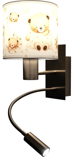 Brilagi - Lampă LED flexibilă BOBO 1xE27/25W/230V + LED/3W, finisaj cromat/alb/cu imprimeu ursuleți