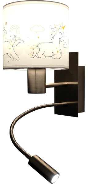 Brilagi - Lampă LED flexibilă BOBO 1xE27/25W/230V + LED/3W m. crom/alb/cu unicorni