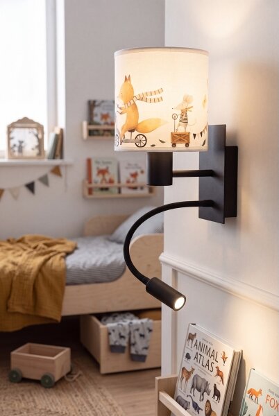 Brilagi - Lampă LED flexibilă BOBO 1xE27/25W/230V + LED/3W neagră/albă/animăluțe