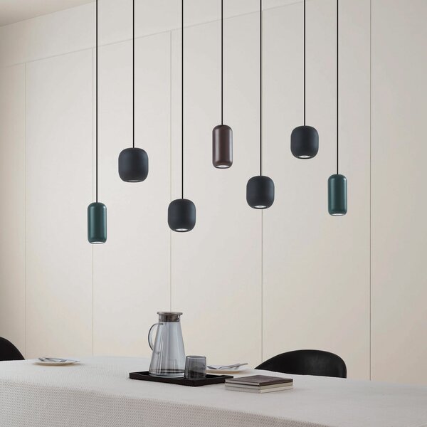 Lucande Lampă suspendată Narion, negru/colorat, 7 becuri., reglabil, Multicolor, Camera de zi / sufragerie, Metal, Modern