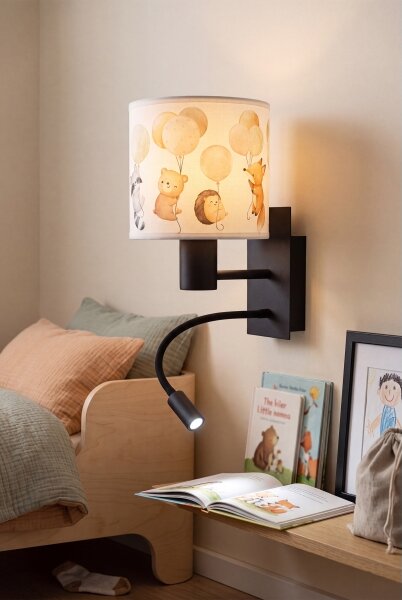 Brilagi - Lampă LED flexibilă BOBO 1xE27/25W/230V + LED/3W negru/alb/cu motive cu animale