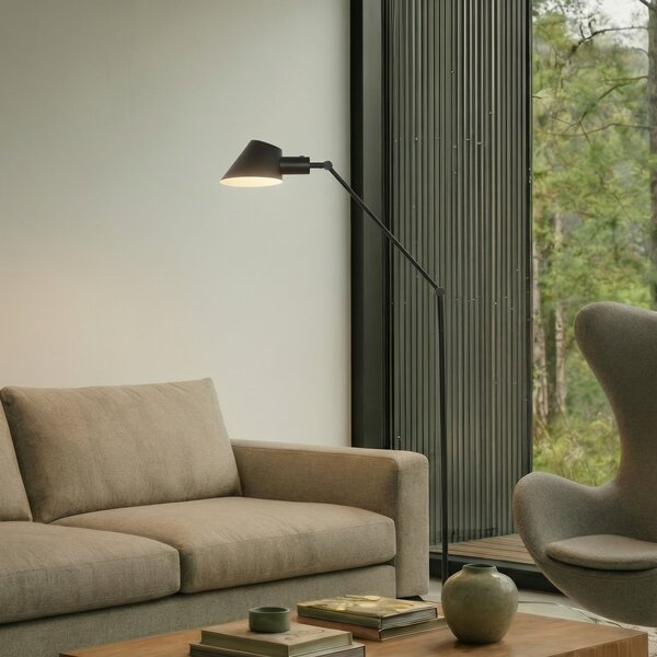 Lindby lampadar Corali, negru, metal, înălțime 176.5cm, Negru, Camera de zi / sufragerie, Metal, Modern