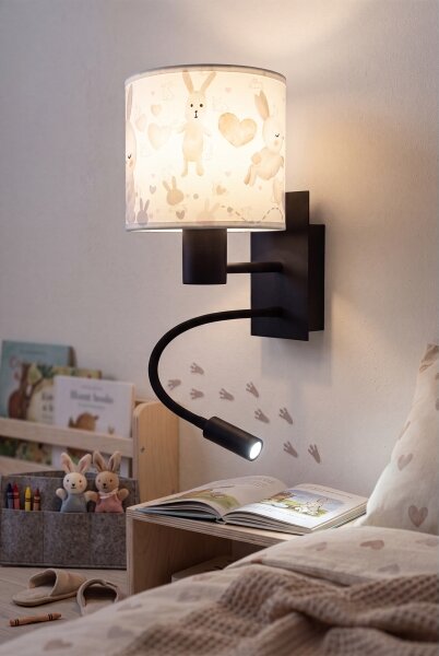 Brilagi - Lampă LED flexibilă BOBO 1xE27/25W/230V + LED/3W negru/alb/cu iepurași