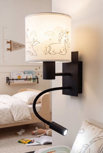 Brilagi - LED Flex. lampă BOBO 1xE27/25W/230V + LED/3W negru/alb/unicorni