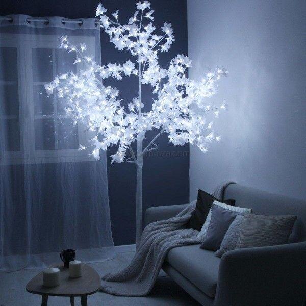 Copac decorativ sarbatori, Alb, iluminat 128 LED, 160 cm, lumina rece