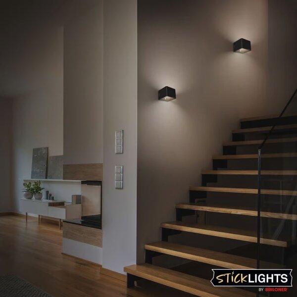 Briloner 3879015 - Aplica LED reîncărcabilă pentru perete cu senzor BORRA, 1,5 W/5 V, 3600 mAh, neagră