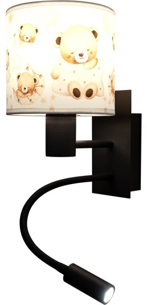 Brilagi - Lampă LED flexibilă BOBO 1xE27/25W/230V + LED/3W negru/alb/cu ursuleți