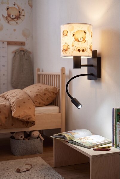 Brilagi - Lampă LED flexibilă BOBO 1xE27/25W/230V + LED/3W negru/alb/cu ursuleți