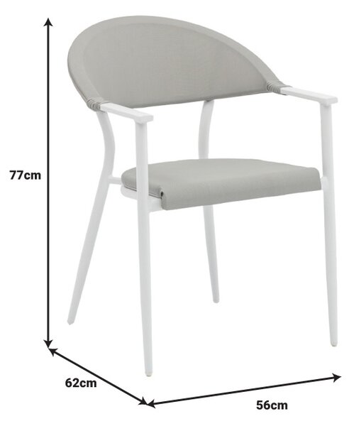 Set de 5 buc masa si scaune de gradina Nares-Pino A aluminiu alb si placaj in nuanta naturala 140x80x72.5 cm