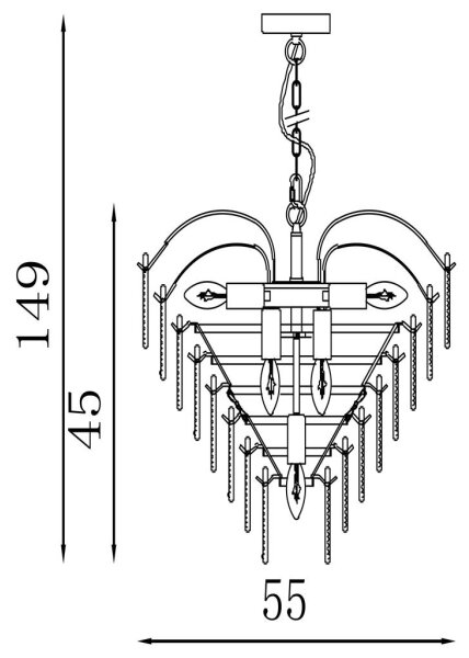 Searchlight 48970-6SB - Candelabru pe lanț FEATHER, 6xE14/60W/230V