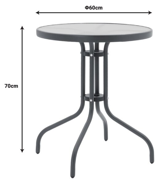 Set de 3 buc masa si scaune de gradina Watson Confidence A metal antracit 60x60x70 cm