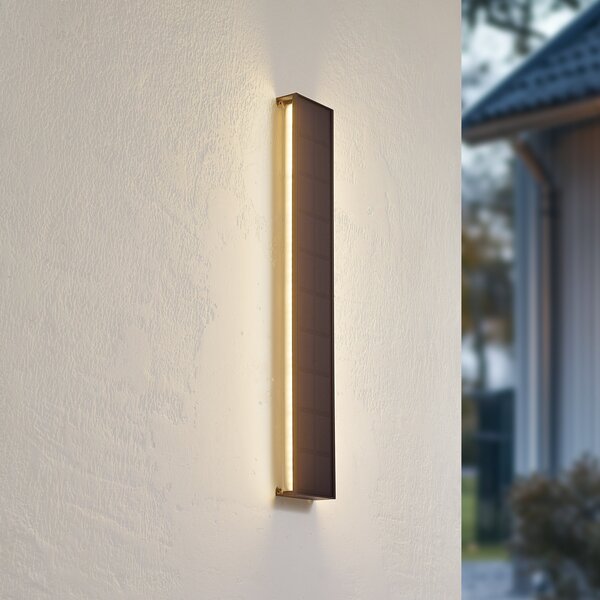 Lindby LED-Solar-aplică de perete Laarni, dimabil, IP54, negru, reglabil, Negru, Aluminiu, Lumini solare