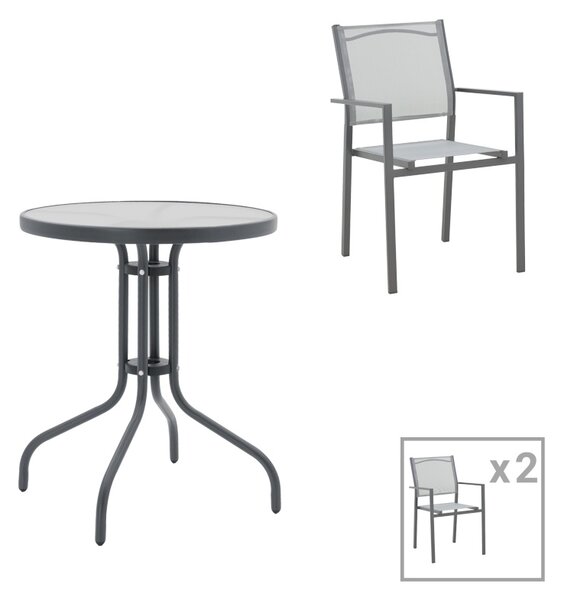 Set de 3 buc masa si scaune de gradina Watson Confidence A metal antracit 60x60x70 cm
