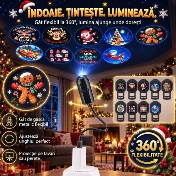 Jingleglow™ Proiector Hd De Crăciun Alimentat Prin Usb