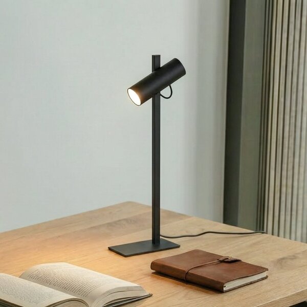 Lucande Lampă de masă Lysias, negru, metal, înălțime 55cm, Negru, Camera de zi / sufragerie, Metal, Modern