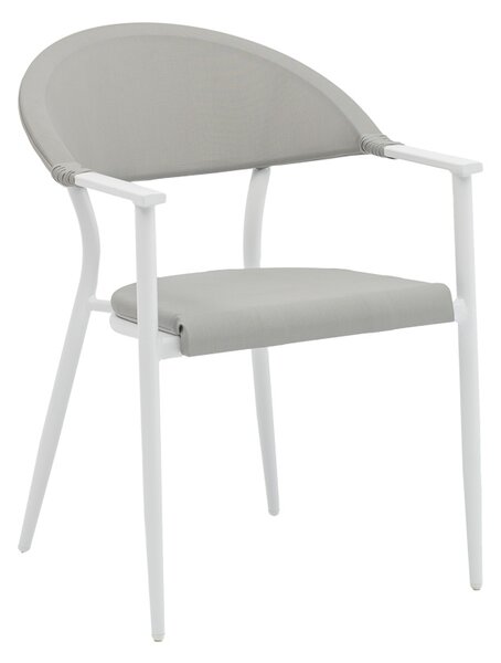 Set de 5 buc masa si scaune de gradina Nares-Pino A aluminiu alb si placaj in nuanta naturala 140x80x72.5 cm