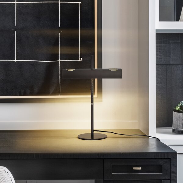 Lucande bancher lampă Nysira, modern, gri metalic, 2 becuri., Negru, Camera de zi / sufragerie, Metal, Modern