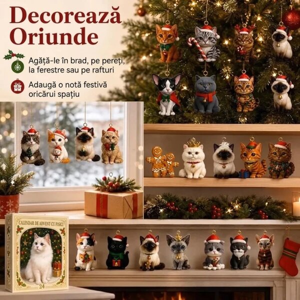 Adventkitty™ Calendar De Advent Cu Pisici 3d