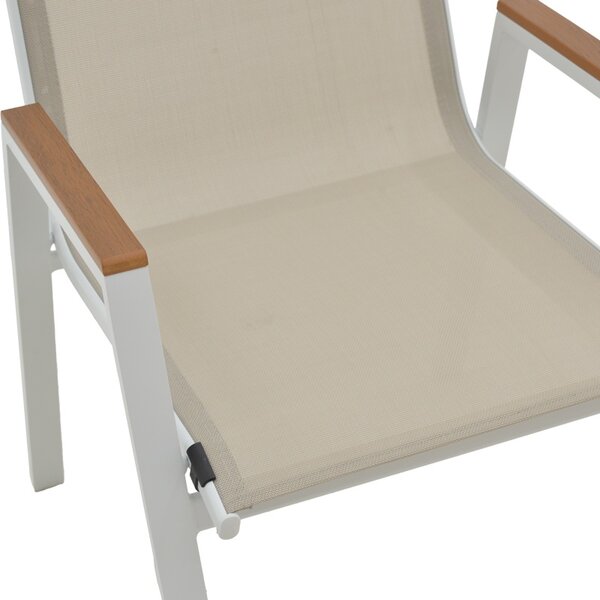 Set de 3 buc masa si scaune de gradina Kliton-Azelie aluminiu alb 80x80x74 cm