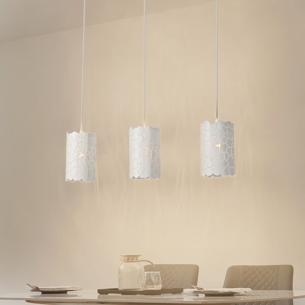 Lindby lampă suspendată Aralena, alb, 3 becuri, lungime 92 cm, reglabil, Alb, Camera de zi / sufragerie, Metal, Modern