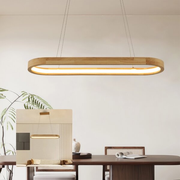 Brilagi - Lustru LED UMEA WOOD suspendat pe cablu, LED/30W/230V, 70x20 cm, lemn