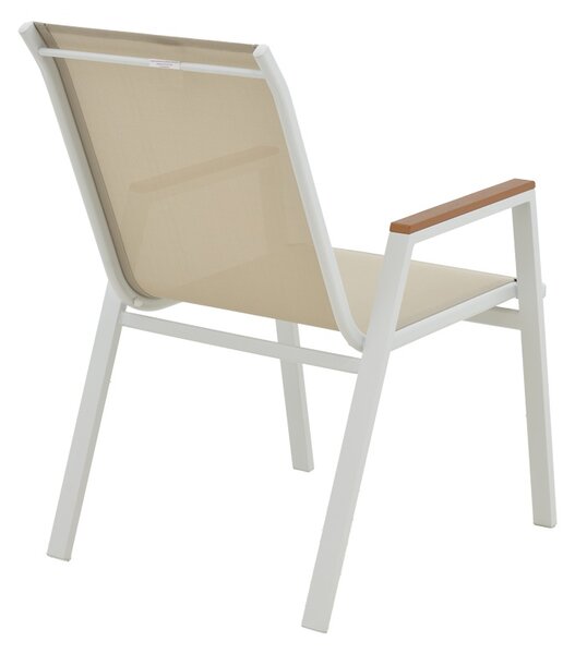 Set de 3 buc masa si scaune de gradina Kliton-Azelie aluminiu alb 80x80x74 cm