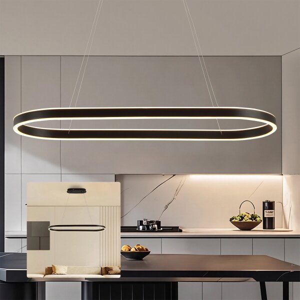Brilagi - Lustră LED suspendată pe cablu PONDIE LED/43W/230V 80x30 cm neagră