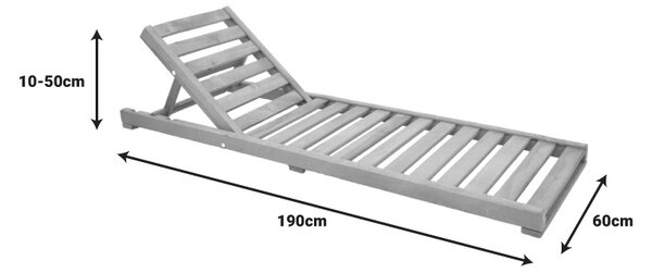 Sezlong Model Specta, Natural, 60x190x50 cm