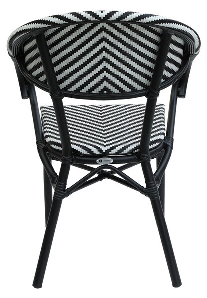 Scaun de gradina Isaia stivuibil aluminiu negru si textilena alb si negru 57x57x83 cm
