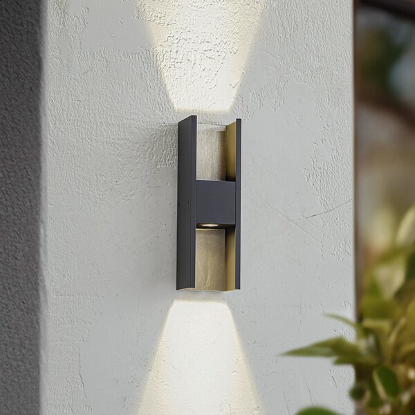 Lucande LED lampă de perete pentru exterior Lavrin, negru/gri, aluminiu, Negru, Aluminiu, Modern