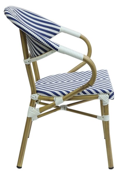 Scaun de gradina Isaia aluminiu natural textilena albastru si alb 57x57x83 cm