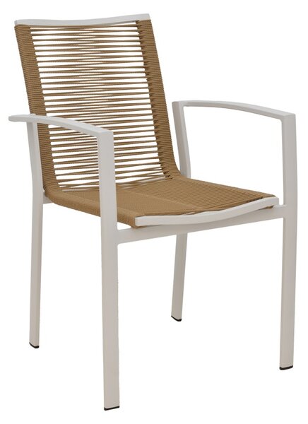Fotoliu de Gradina Model Jonian, Naural/Alb, 57x63x83 cm
