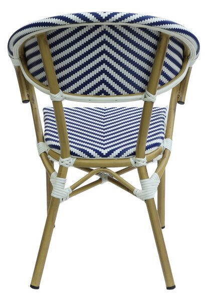 Scaun de gradina Isaia aluminiu natural textilena albastru si alb 57x57x83 cm
