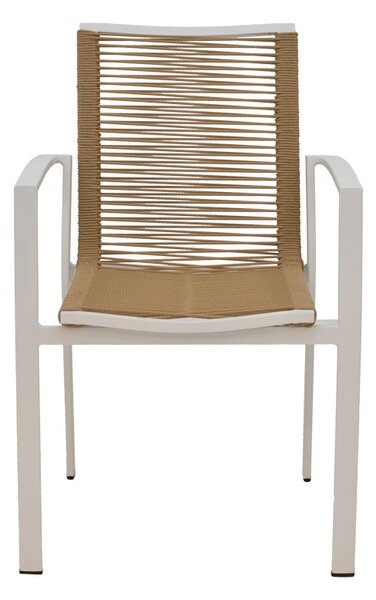 Fotoliu de Gradina Model Jonian, Naural/Alb, 57x63x83 cm