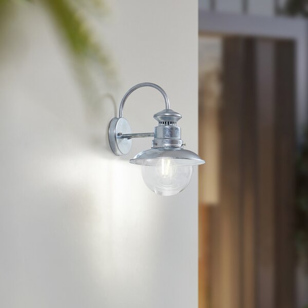 Lindby Lampa de perete pentru exterior Celinor, argintiu, oțel, E27, reglabil, Metalic, Metal, Design industrial, Soclu de perete jos