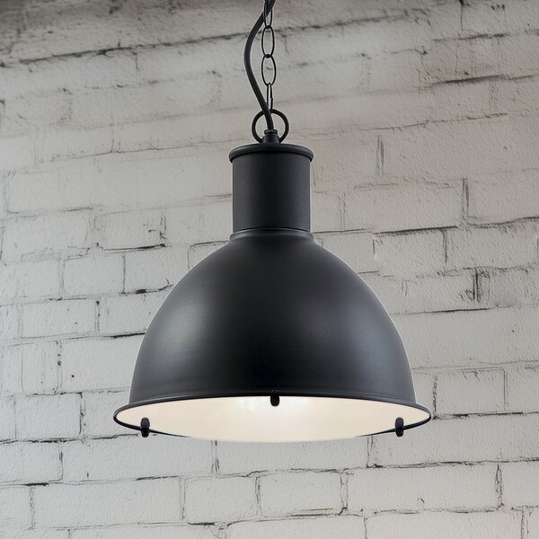 Lindby Lampa suspendată de exterior Luciane, negru, aluminiu, Ø 31,8 cm, reglabil, Negru, Aluminiu