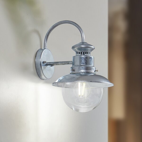 Lindby Lampa de perete pentru exterior Celinor, argintiu, oțel, E27, reglabil, Metalic, Metal, Design industrial, Soclu de perete jos