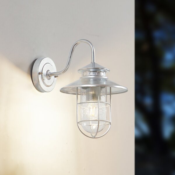 Lindby Lampa de exterior Naleta, din oțel zincat, reglabil, Metalic, Metal, Design industrial, Soclu de perete jos