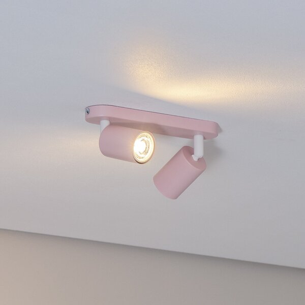 TK Lighting Spot de tavan Livia, roz, 35 cm, 2 becuri, metal, GU10, reglabil, Roz / Rosé, Camera copiilor, Metal