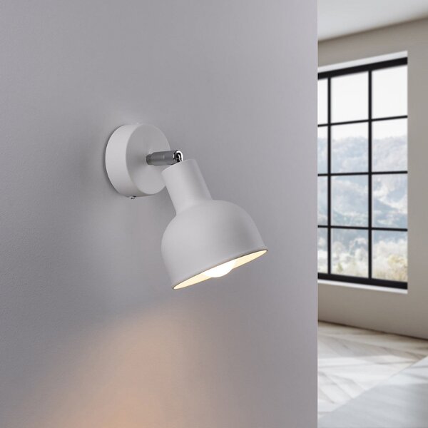 SOLLUX LIGHTING Aplică de perete Elba, alb, metal, Ø 19 cm, E27, reglabil, Alb, Hol, Metal
