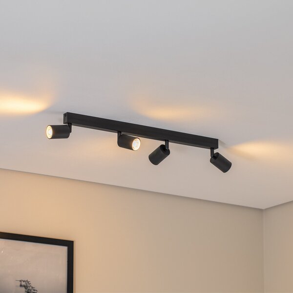 TK Lighting Spot de tavan Top, negru, 83 cm, 4 becuri, metal, GU10, reglabil, Negru, Camera de zi / sufragerie, Metal, Modern